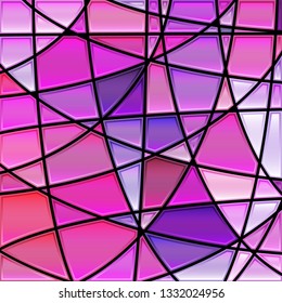 abstract vector stained-glass mosaic background - purple and violet