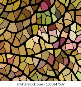 abstract vector stained-glass mosaic background - brown and beige