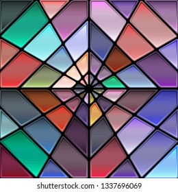 abstract vector stained-glass mosaic background - red and blue rhombus