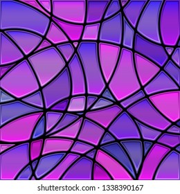 abstract vector stained-glass mosaic background - purple and violet circles