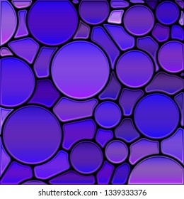 abstract vector stained-glass mosaic background - blue and violet circles