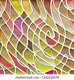 abstract vector stained-glass mosaic background - yellow and purple