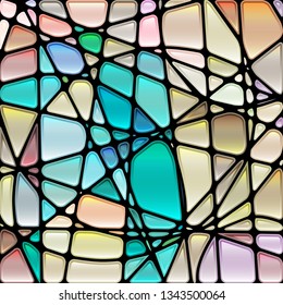 abstract vector stained-glass mosaic background - beige and blue