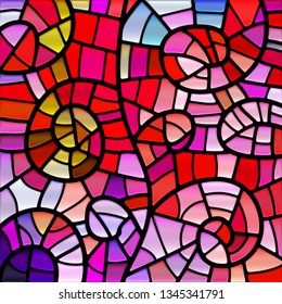 abstract vector stained-glass mosaic background - red and violet