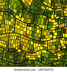 abstract vector stained-glass mosaic background - green and yellow