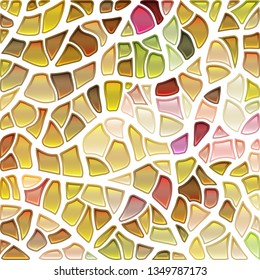 abstract vector stained-glass mosaic background - yellow and beige