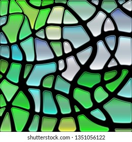 abstract vector stained-glass mosaic background - green and gray