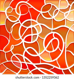 abstract vector stained-glass mosaic background - red and orange