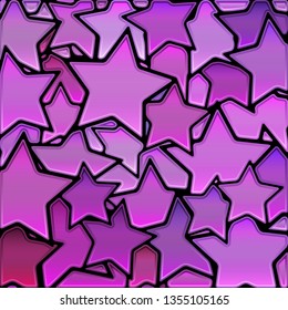 abstract vector stained-glass mosaic background - purple and violet stars