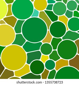 abstract vector stained-glass mosaic background - green and yellow circles