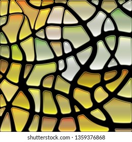 abstract vector stained-glass mosaic background - yellow and gray
