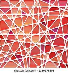 abstract vector stained-glass mosaic background - red and orange
