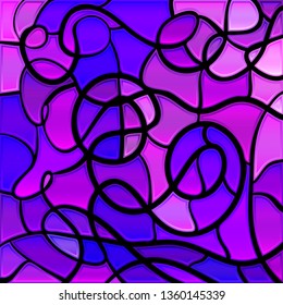 abstract vector stained-glass mosaic background - purple and violet