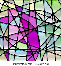 abstract vector stained-glass mosaic background - green and violet