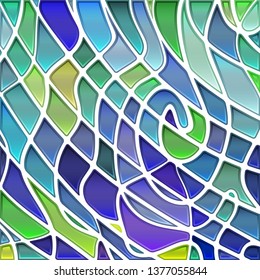 abstract vector stained-glass mosaic background - blue and green