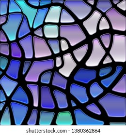 abstract vector stained-glass mosaic background - blue and violet