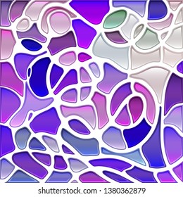 abstract vector stained-glass mosaic background - purple and violet