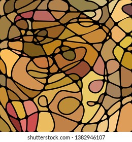 abstract vector stained-glass mosaic background - yellow and brown