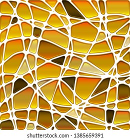 abstract vector stained-glass mosaic background - orange and brown