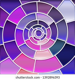 abstract vector stained-glass mosaic background - violet spiral