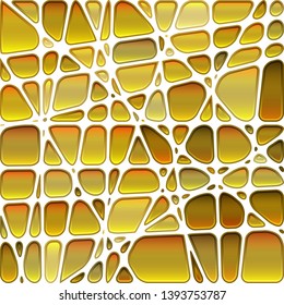 abstract vector stained-glass mosaic background - yellow and brown