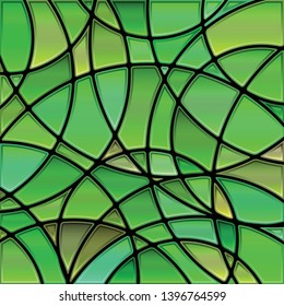 abstract vector stained-glass mosaic background - green circles
