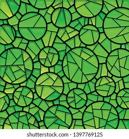 abstract vector stained-glass mosaic background - green circles