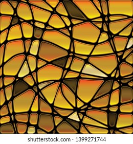 abstract vector stained-glass mosaic background - golden brown