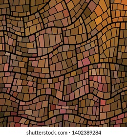 abstract vector stained-glass mosaic background - brown and orange