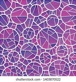 abstract vector stained-glass mosaic background - violet circles