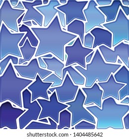 abstract vector stained-glass mosaic background - blue stars
