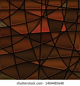 abstract vector stained-glass mosaic background - brown and orange