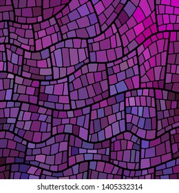 abstract vector stained-glass mosaic background - purple and violet