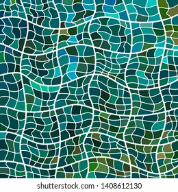 abstract vector stained-glass mosaic background - green and blue