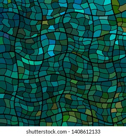 abstract vector stained-glass mosaic background - green and blue