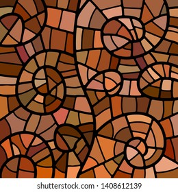 abstract vector stained-glass mosaic background - orange and brown