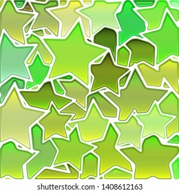 abstract vector stained-glass mosaic background - green stars