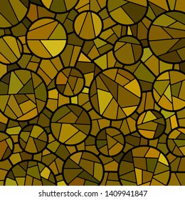 abstract vector stained-glass mosaic background - yellow and brown circles