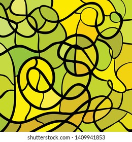 abstract vector stained-glass mosaic background - green and yellow