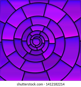 abstract vector stained-glass mosaic background - violet spiral