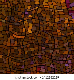 abstract vector stained-glass mosaic background - orange and brown