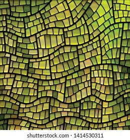 abstract vector stained-glass mosaic background - green and yellow