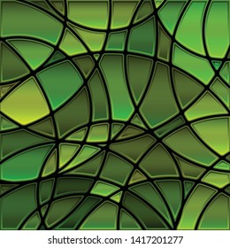 abstract vector stained-glass mosaic background - green circles