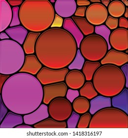 abstract vector stained-glass mosaic background - red circles