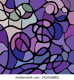 abstract vector stained-glass mosaic background - purple and violet
