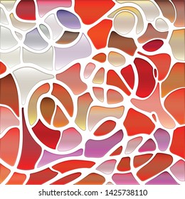 abstract vector stained-glass mosaic background - red and gray