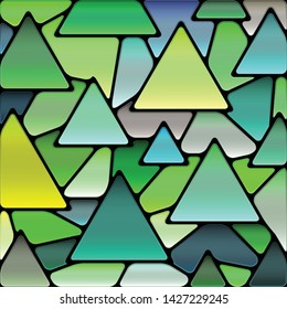 abstract vector stained-glass mosaic background - green triangles