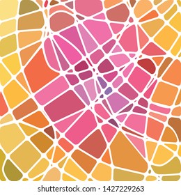 abstract vector stained-glass mosaic background - yellow and pink