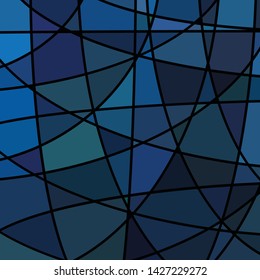 abstract vector stained-glass mosaic background - dark blue