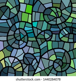 abstract vector stained-glass mosaic background - green and blue